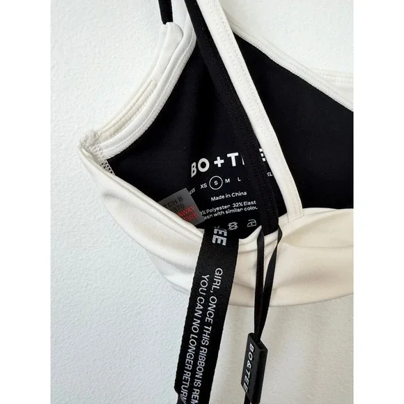 Bo+Tee Women's Soft Active Twist-Back Layered Sports Bra Ivory Size Small – NWT - Picture 5 of 5